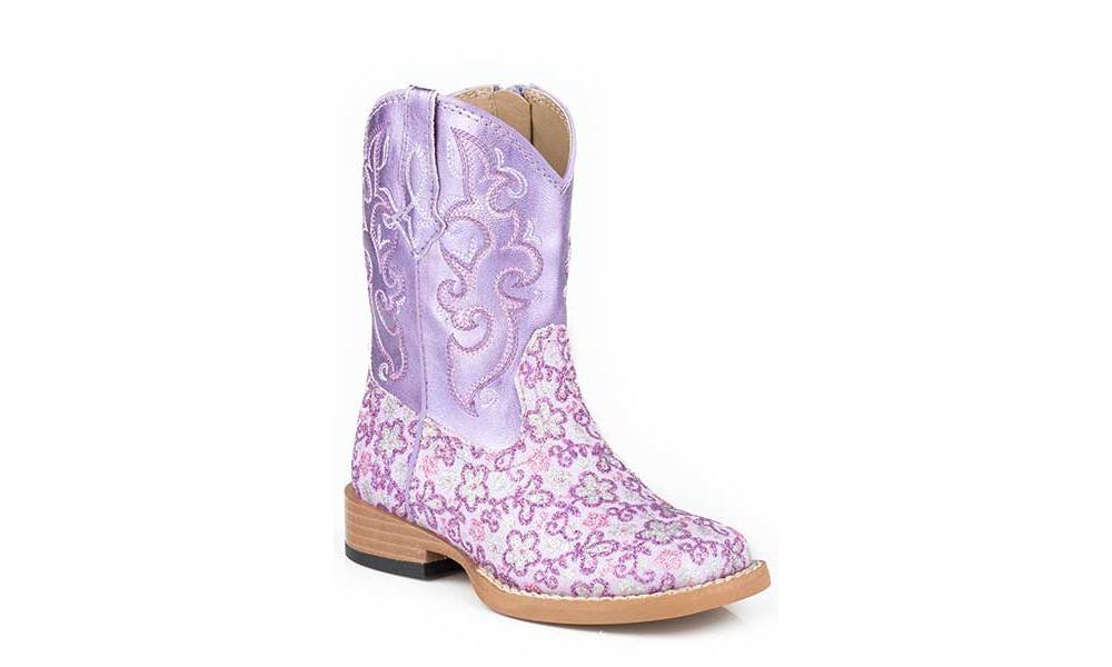 Roper Toddler Lavender Bling Wide Square Toe Cowgirl Boots