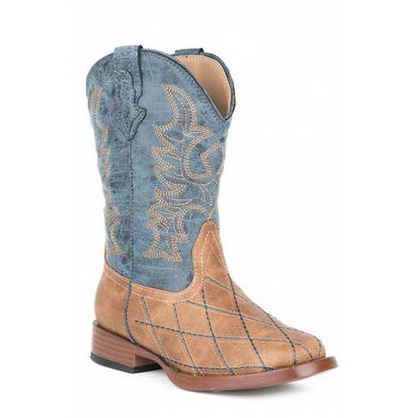 Roper Youth Cross Cut Wide Square Toe Cowboy Boots