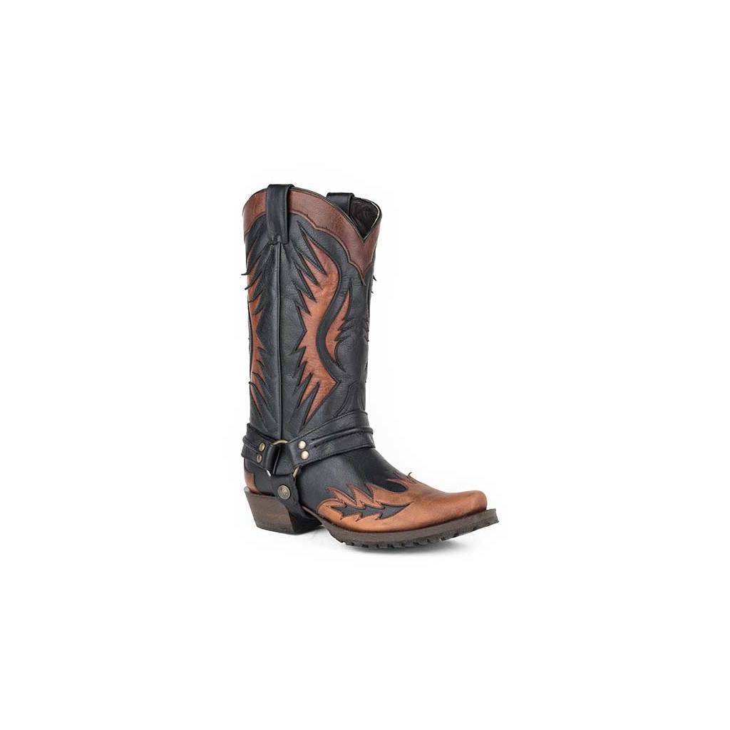 Stetson Mens Biker Outlaw Toe Lug Sole Cowboy Boots