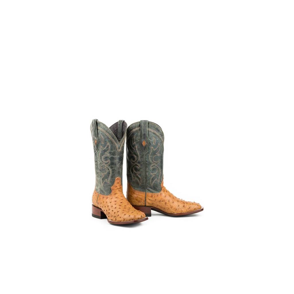 Stetson Mens Cheyenne Full Ostrich Square Toe Cowboy Boots