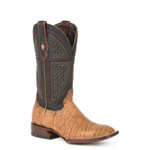 Stetson Mens Flaxville Exotic Gator Square Toe Cowboy Boots