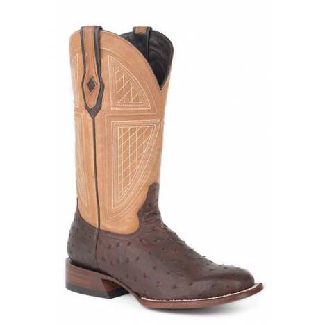 Stetson Mens Red Lodge Full Ostrich Square Toe Cowboy Boots