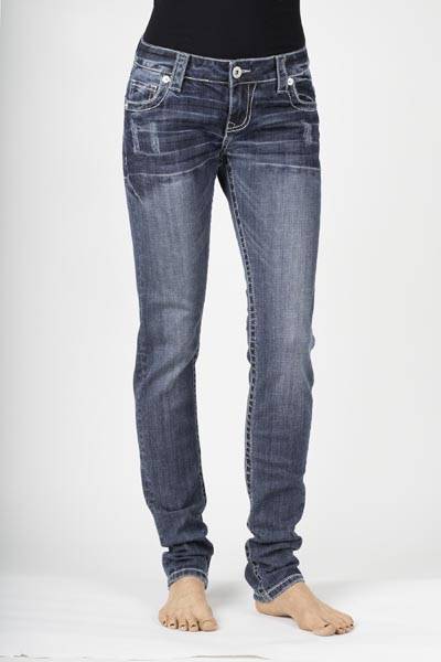 Stetson Ladies 503 Fit Rhinestone Line Detail Back Pocket Straight Leg Jeans
