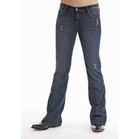 Stetson Ladies 816 Destructed Ink Wash Denim Boot Cut Jeans