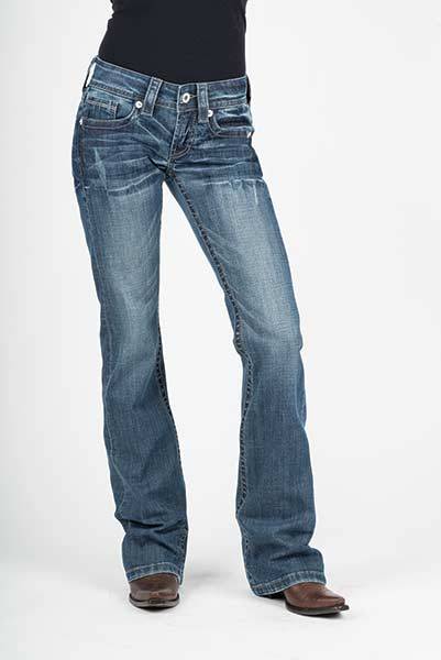 Stetson Ladies 816 Diamond Deco Back Pocket Classic Boot Cut Flared Leg Jeans