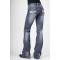 Stetson Ladies 816 Fit Heavy White S Deco Back Pocket Flared Leg Jeans