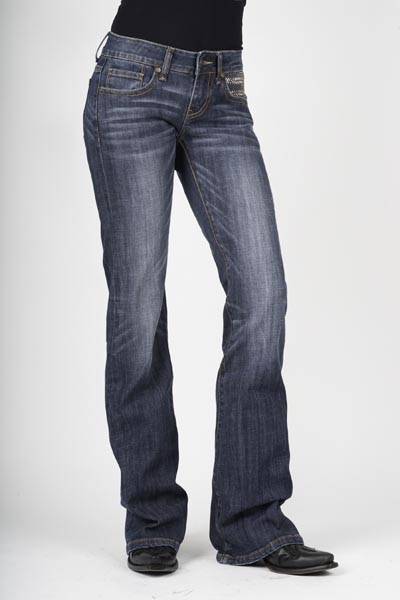 Stetson Ladies 816 Fit Metal Herringbone Coin Pocket Flared Leg Jeans