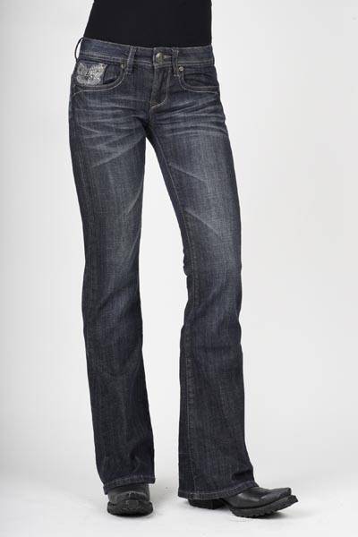 Stetson Ladies 816 Fit Thread & Rhinestone Detail Back Pockets Flared Leg Jeans