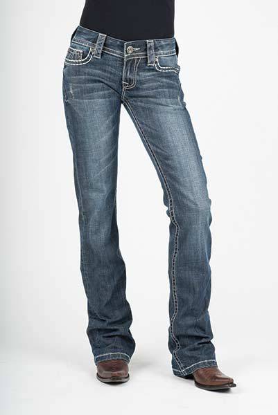 Stetson Ladies 818 Contemporary Styling Arrow Deco Pockets Boot Cut Jeans