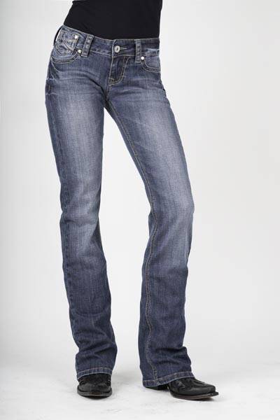Stetson Ladies 818 Fit Vtrsm Stylized X Line Stitch Back Pocket Boot Cut Jeans