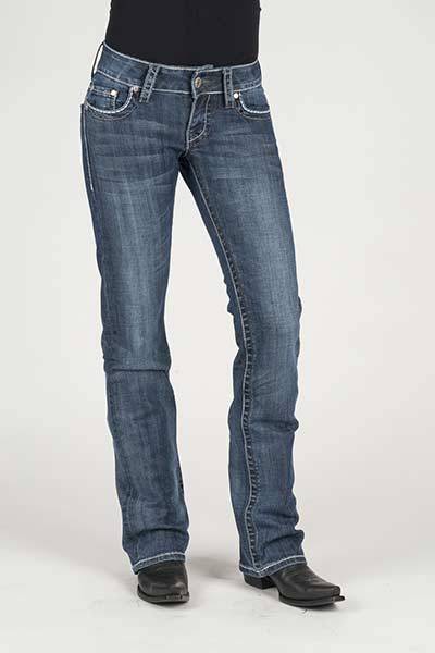Stetson Ladies Arrow Details Pieced Back Pocket Boot Cut Jeans