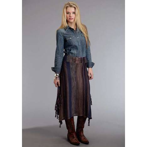 Stetson Ladies Fall III Blue Tone Stripe Long Sweater Skirt