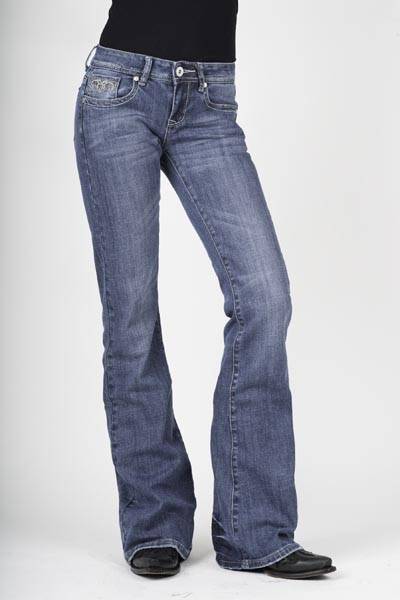 Stetson Ladies Light Wash Heavy Stitch Studded Pocket Flared Leg Jeans