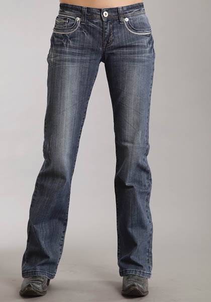 Stetson Ladies Medium Wash Fancy Contrast Top Stitch Boot Cut Jeans
