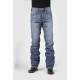 Stetson Mens Medium Wash W/Back Knee Tacking Mid Rise Jeans