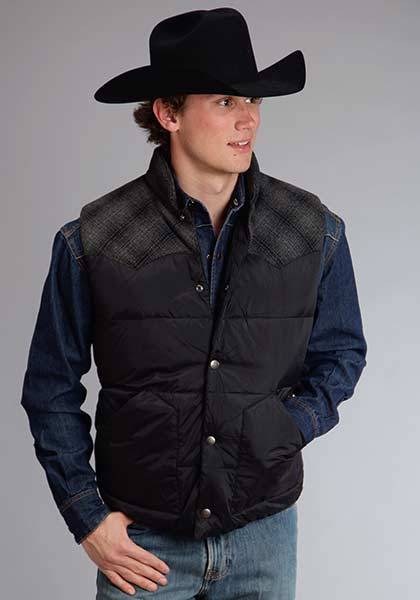 5-903458 Stetson Mens Nylon Vest With Wool Blend Plaid Yoke sku 5-903458