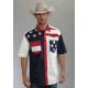 Roper Mens Americana Colorblock Flag Short Sleeve Snap Shirt