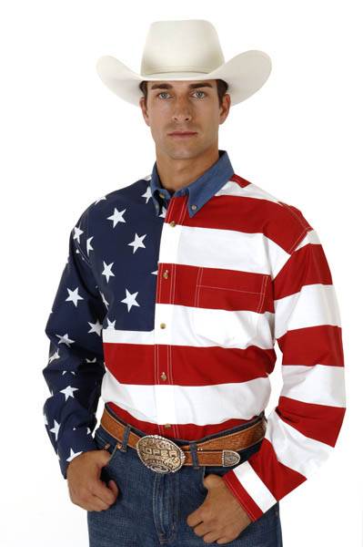 Roper Men's Americana Collection Stars And Stripes Print Long Sleeve Western 