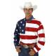 Roper Mens Patriotic Stars & Stripes American Flag Long Sleeve Button Shirt