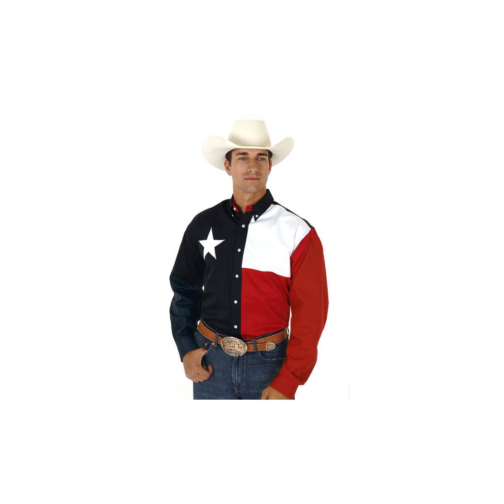 Roper Mens Texas Collection Texas Pieced Flag Long Sleeve Button Shirt