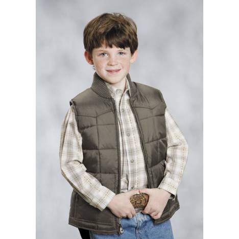 Roper Boys Range Gear Quilted Down Vest - Brown