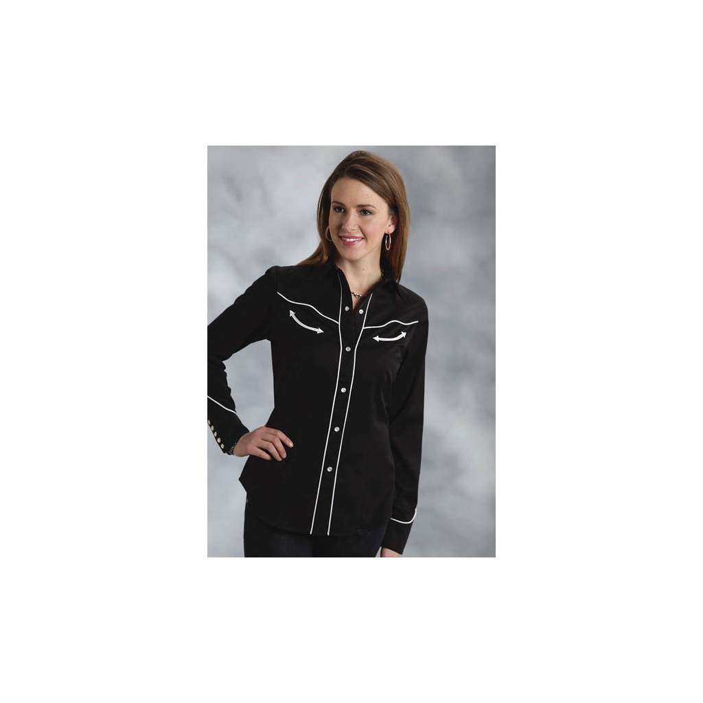 Roper Ladies Americana Flag Skull Long Sleeve Snap Shirt