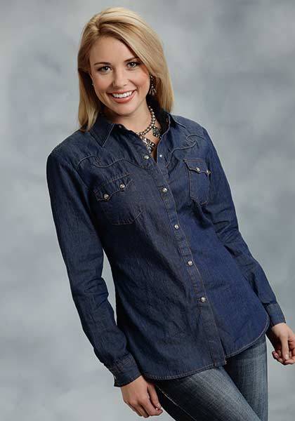 denim long sleeve shirt h