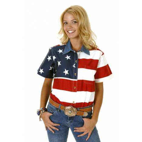 Roper Ladies Patriotic Stars And Stripes Short Sleeve Shirt