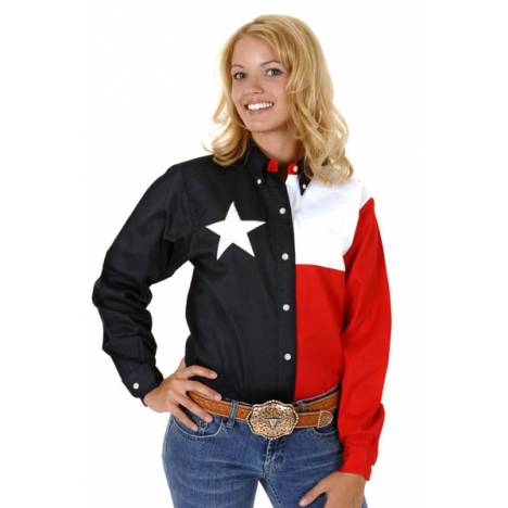 Roper Ladies Texas Pieced Flag Long Lseeve Snap Shirt