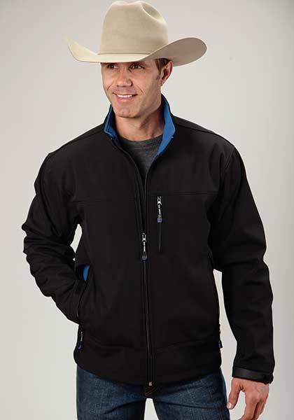 Roper Mens Technical Fleece Lined Softshell Lightweight Jacket - Black