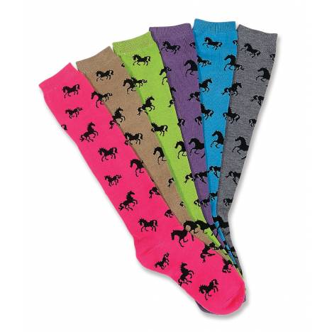 AWST Int'l Ladies' "Lila" Horses All Over Knee Socks- 6 Pack