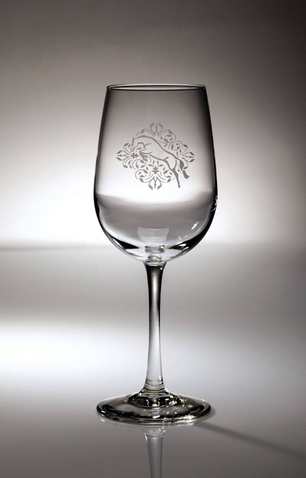 Jumper Floral Etched Stemless Wine Glass - Equus Now!