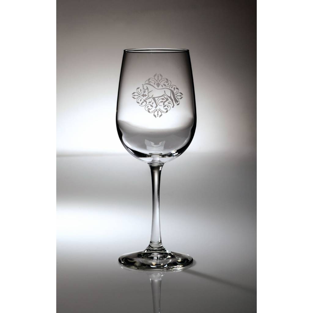 Kelley Dressage Floral Etched Wine Glass