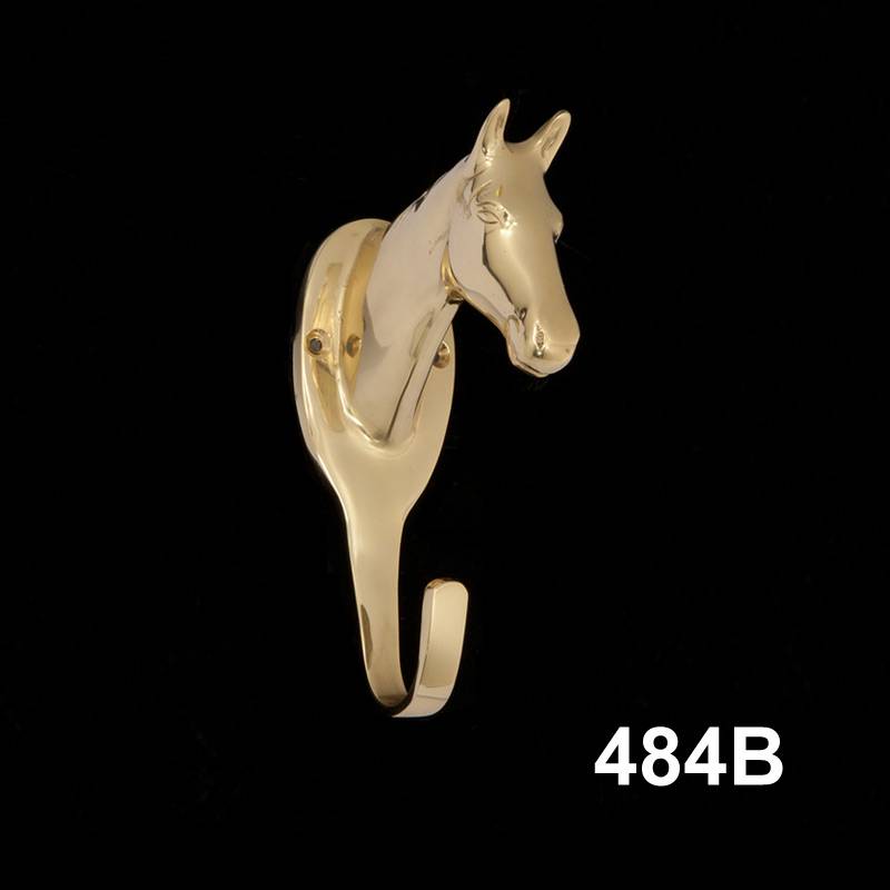 484B Burlingham Sports Brass Large Horse Head Barn Hook sku 484B