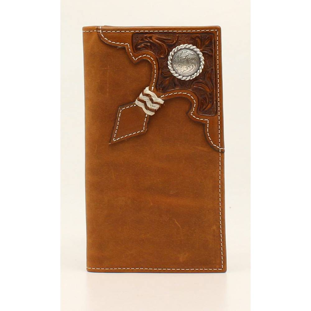 Ariat Mens Rodeo Embossed Tab Rawhide Knot Corner Concho Wallet