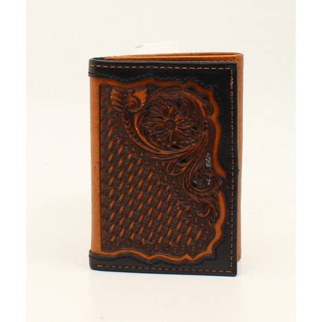 Ariat Mens Trifold Basketweave Floral Embossed Wallet