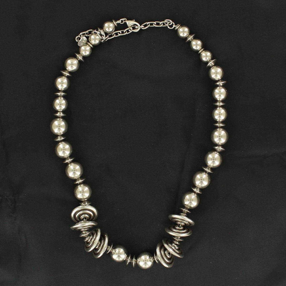 Blazin Roxx Chunky Silver Tone Bead Necklace