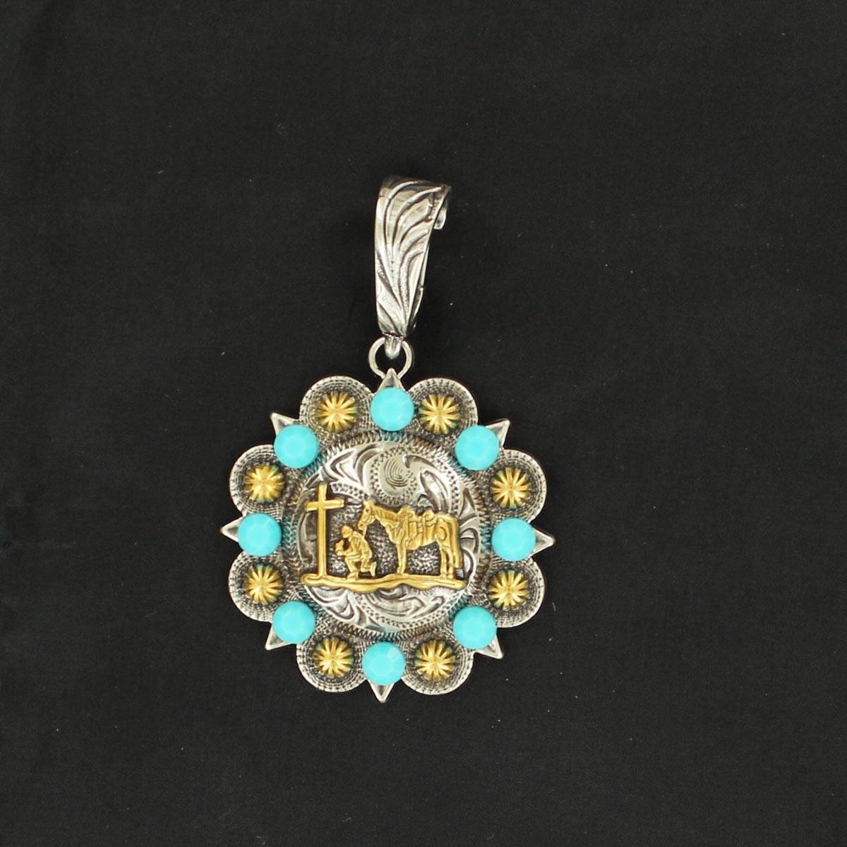 Blazin Roxx Cowboy Prayer Concho Pendant