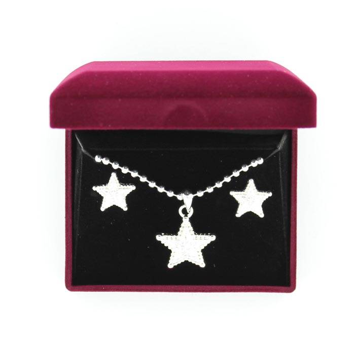 Blazin Roxx Engraved Star Necklace And Earrings Set