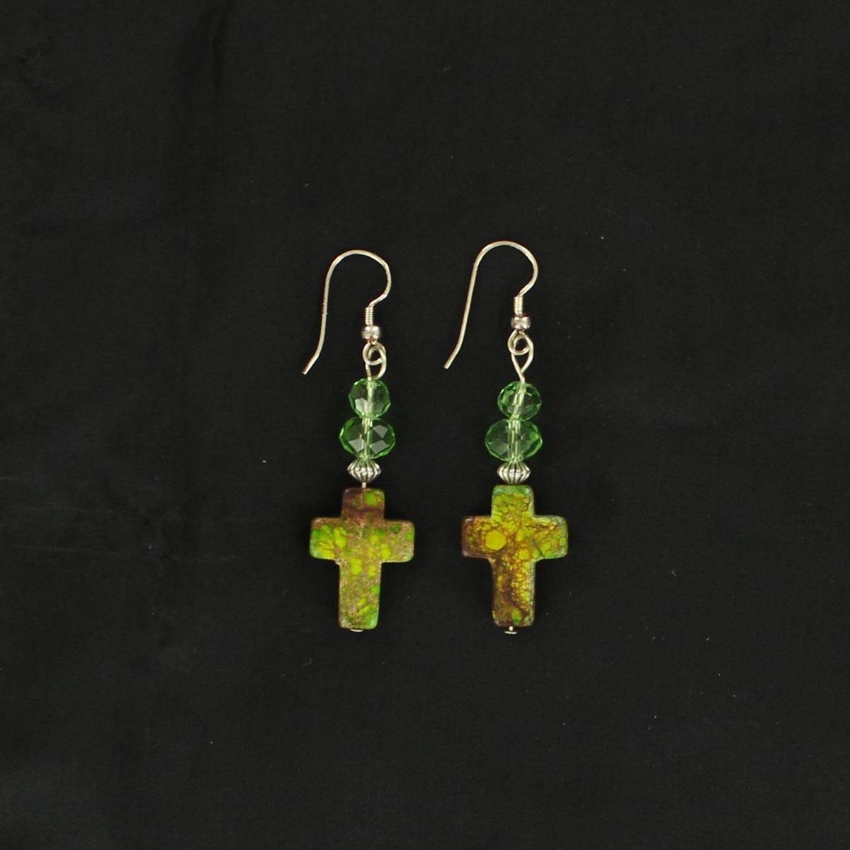 Blazin Roxx Stone Cross Hook Earrings