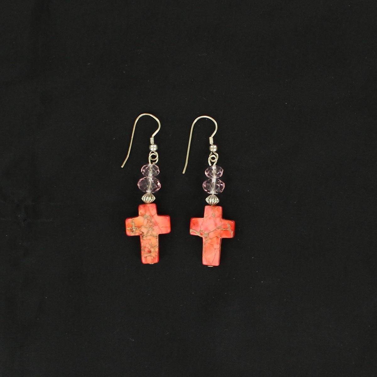 Blazin Roxx Stone Cross Hook Earrings