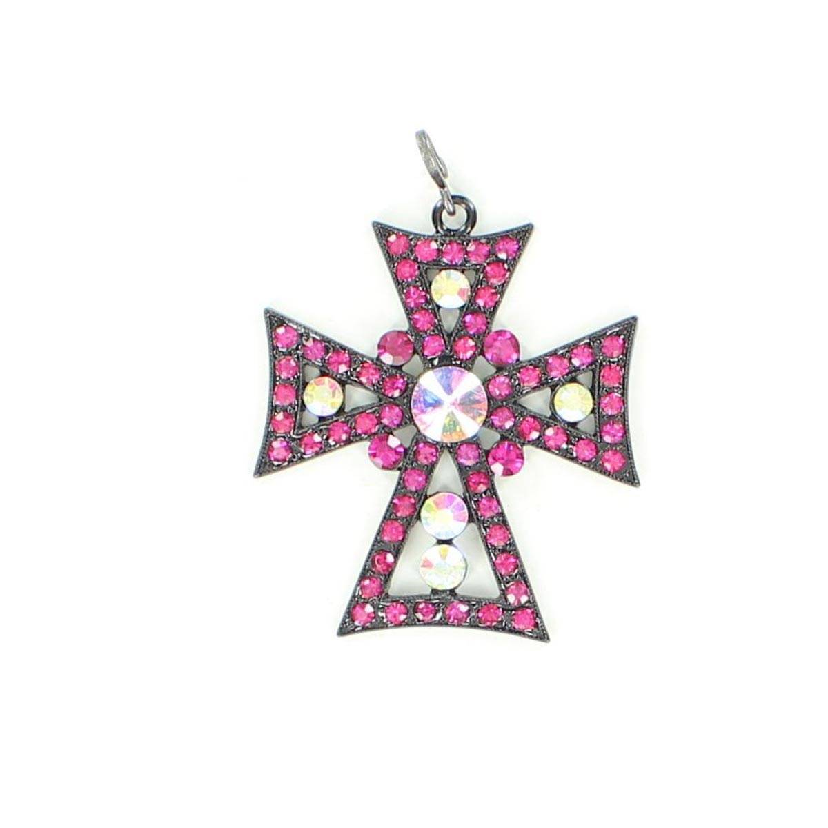 Blazin Roxx Multi Rhinestone Colored Cross Pendant