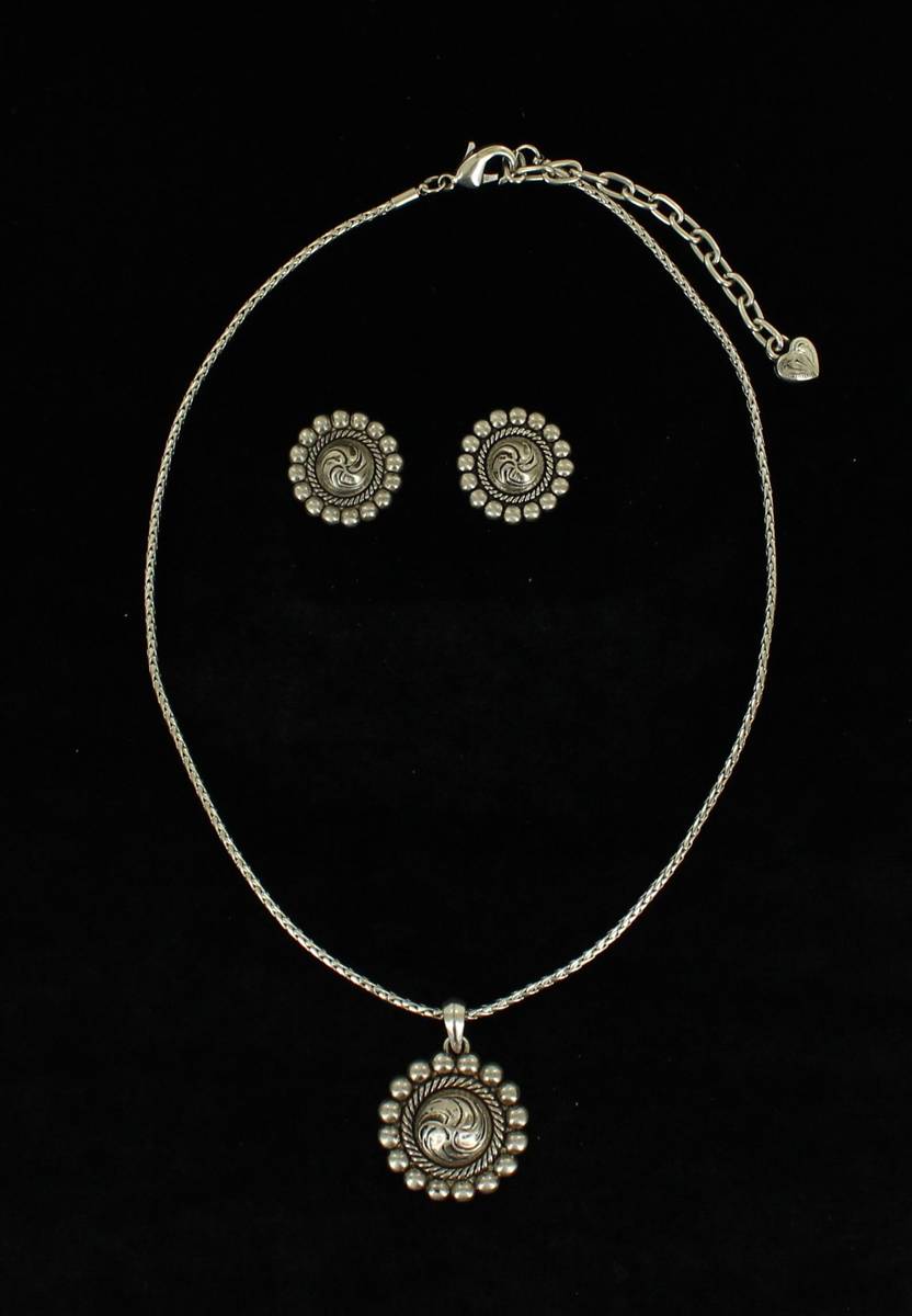 5-920845 Blazin Roxx Round Beaded Concho Necklace And Earrn sku 5-920845