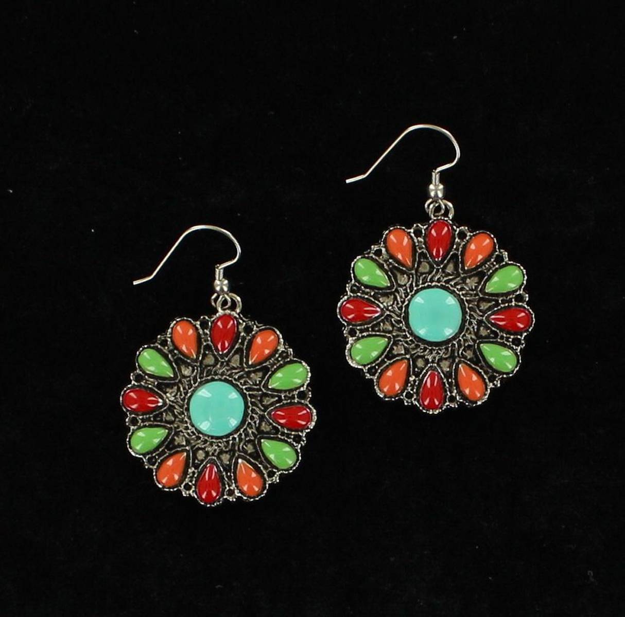 Blazin Roxx Round Multi Color Stone Fishhook Earrings