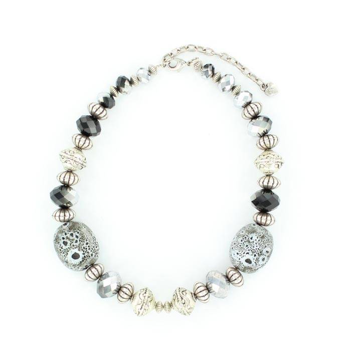 5-920854 Blazin Roxx Silver Tone Bead And Stone Necklace sku 5-920854