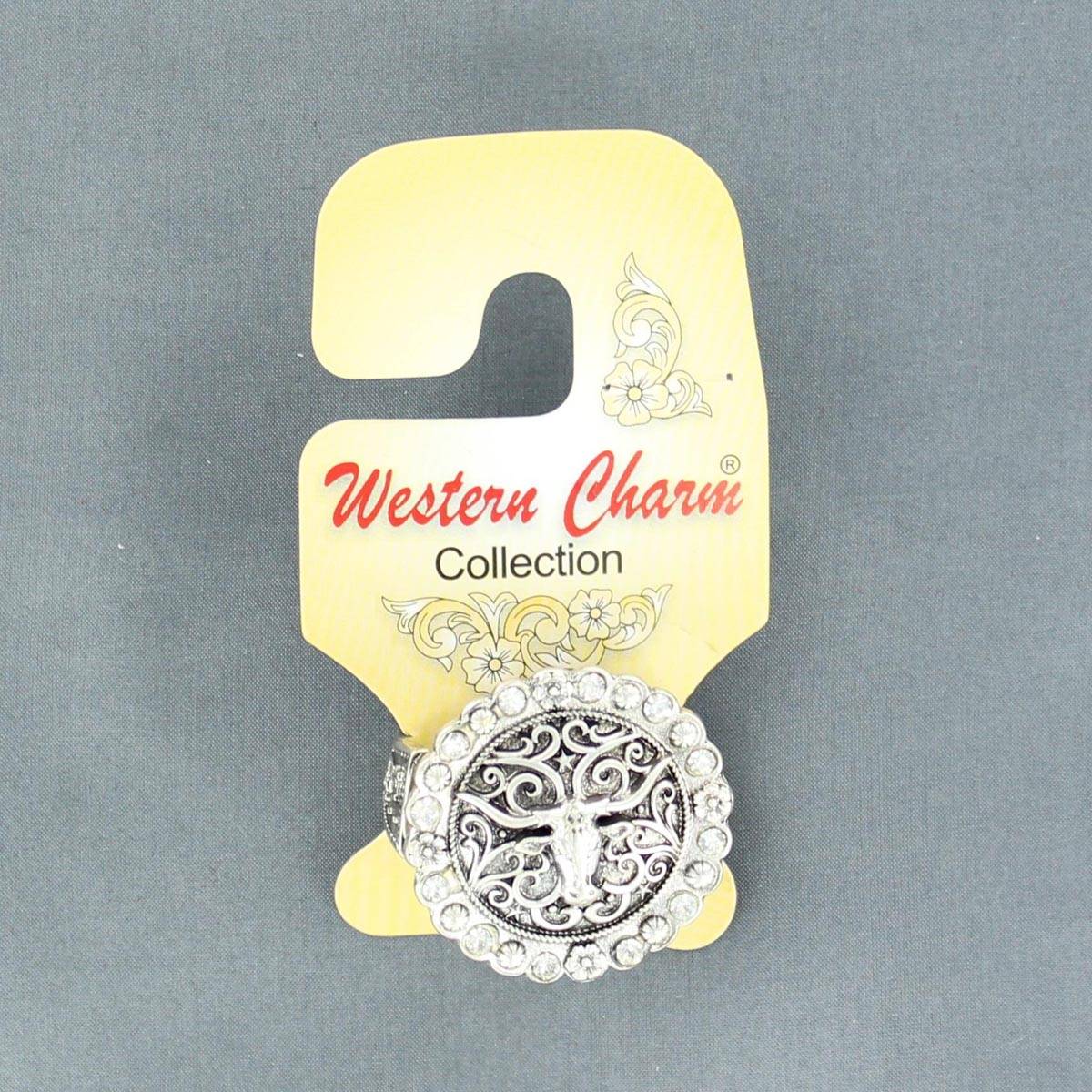 5-920860 Blazin Roxx Steer Head Concho Crystal Ring sku 5-920860