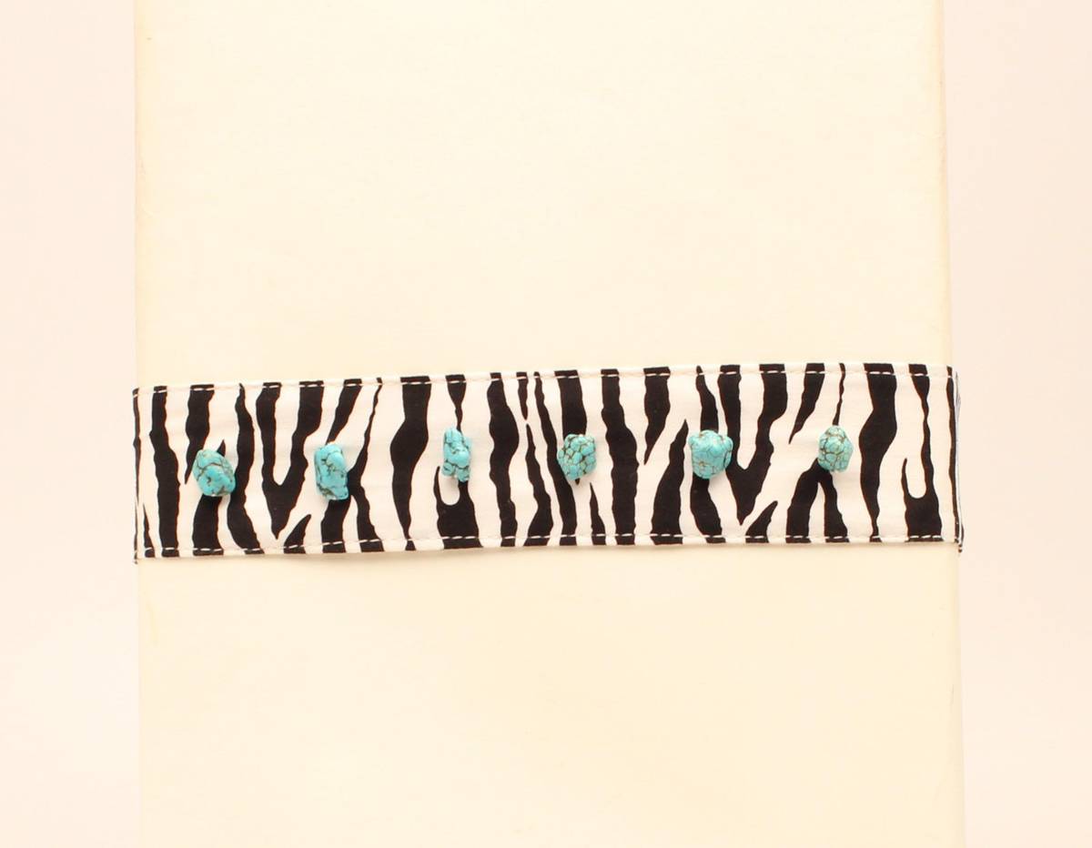 Blazin Roxx Zebra Fabric Crystal Concho Headband