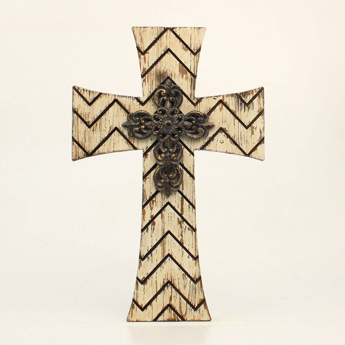 5-921555 Western Moments Chevron Wood Resin Cross Wall Hang sku 5-921555