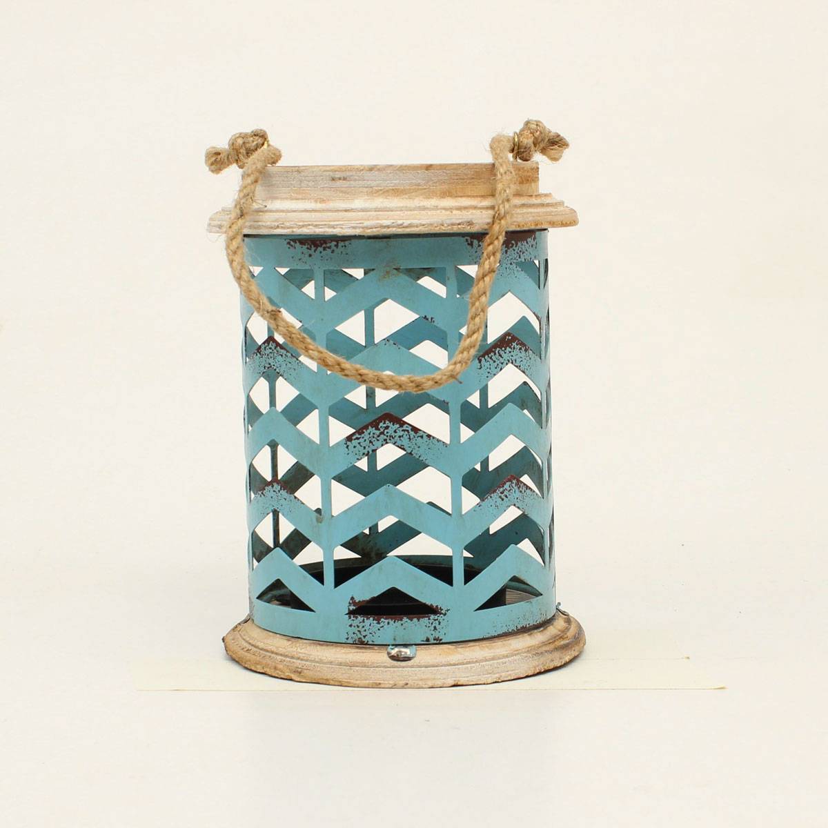 Western Moments Distressed Metal Chevron Candle Holder