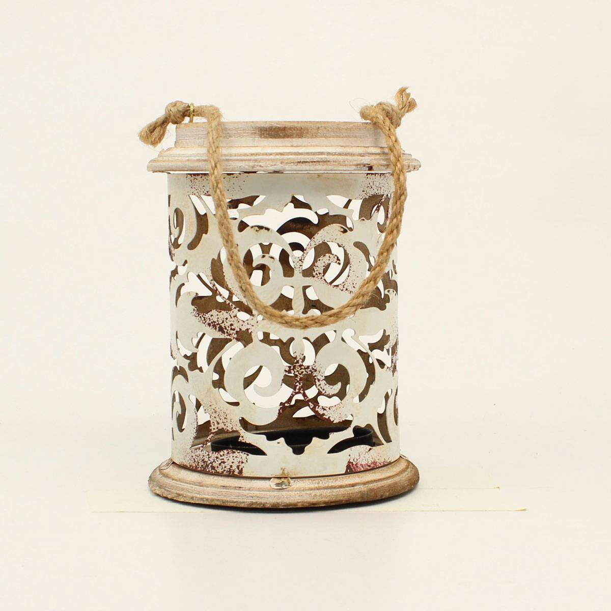 Western Moments Distressed Metal Scrolled Cutout Candle Holder